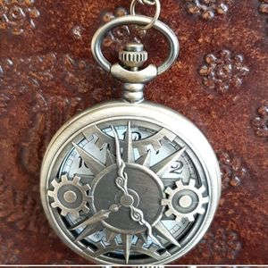 New Steampunk gears quartz pocket watch